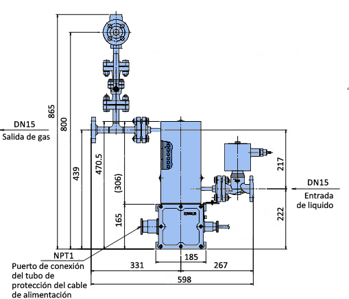 Dibujo estructural del vaporizador de amoníaco de tamaño compacto eléctrico seco EVA-10DX
