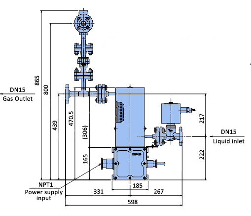 Structural drawing of dry-electric compact size Ammonia vaporizer EVA-10DX