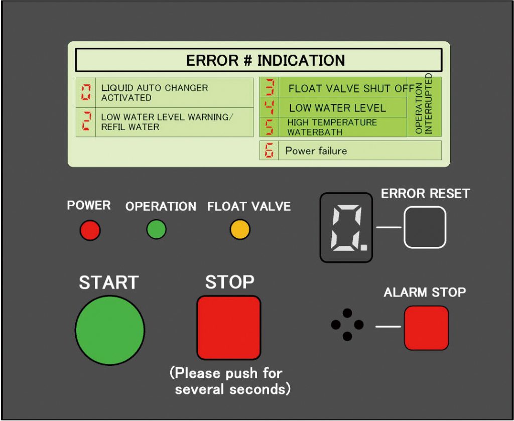 Imagen del panel de visualización de autodiagnóstico para controlar el vaporizador AX5