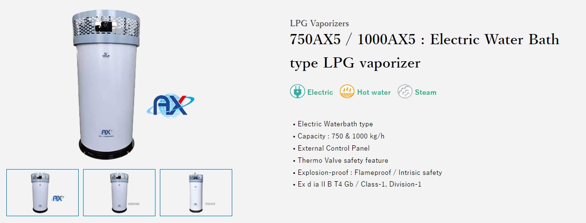 Product page link for LPG vaporizer EV-750/1000AX5