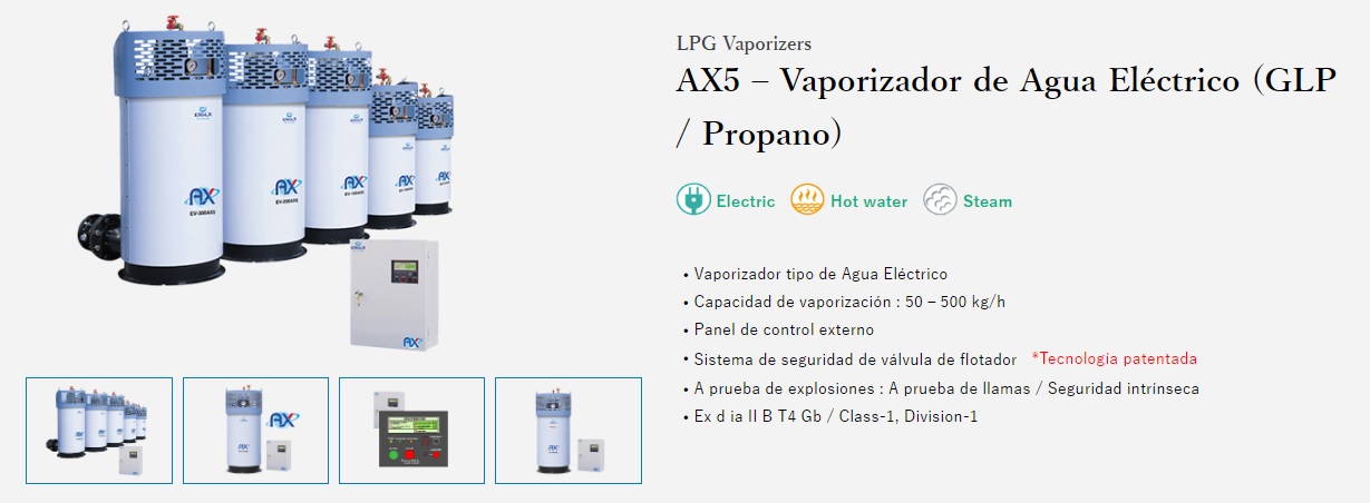 Product page link for LPG vaporizer EV-AX5 series