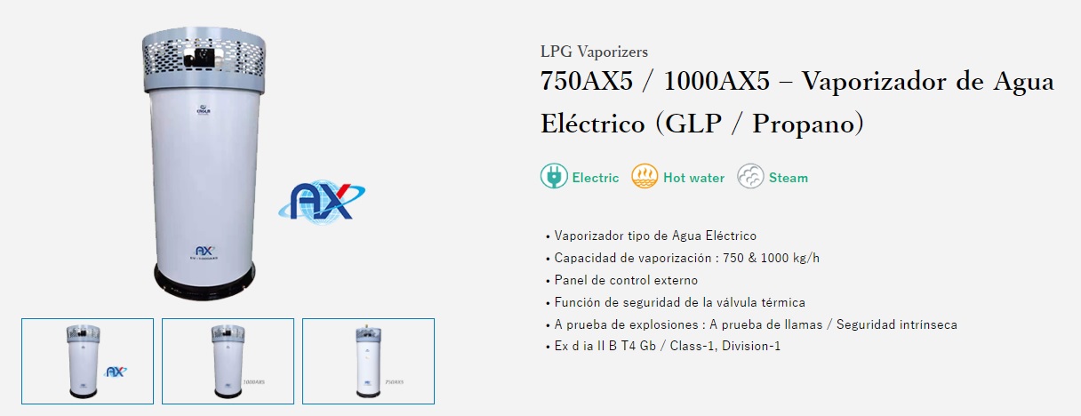 Product page link for LPG vaporizer EV-750/1000AX5